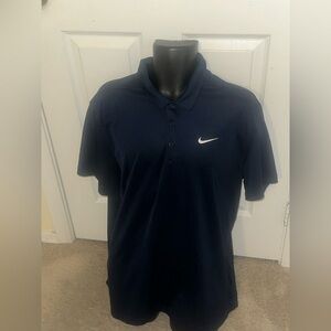 Men’s used blue Nike dri fit polo shirt size L large Pre own items are as is